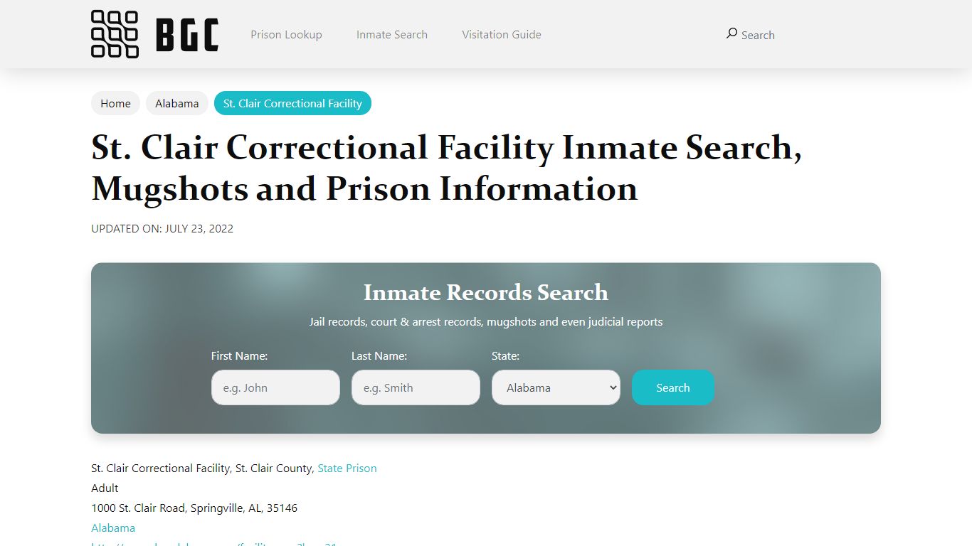 St. Clair Correctional Facility Inmate Search, Mugshots ...