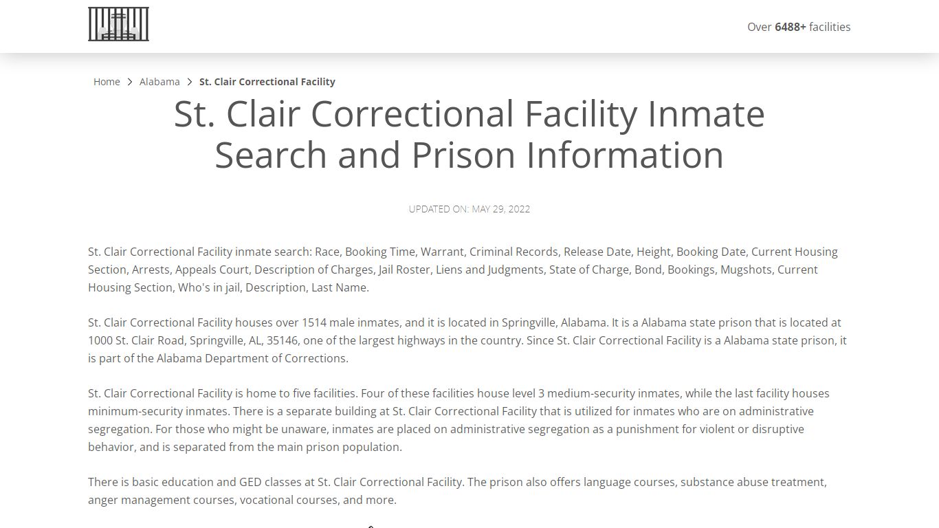 St. Clair Correctional Facility Inmate Search, Visitation ...