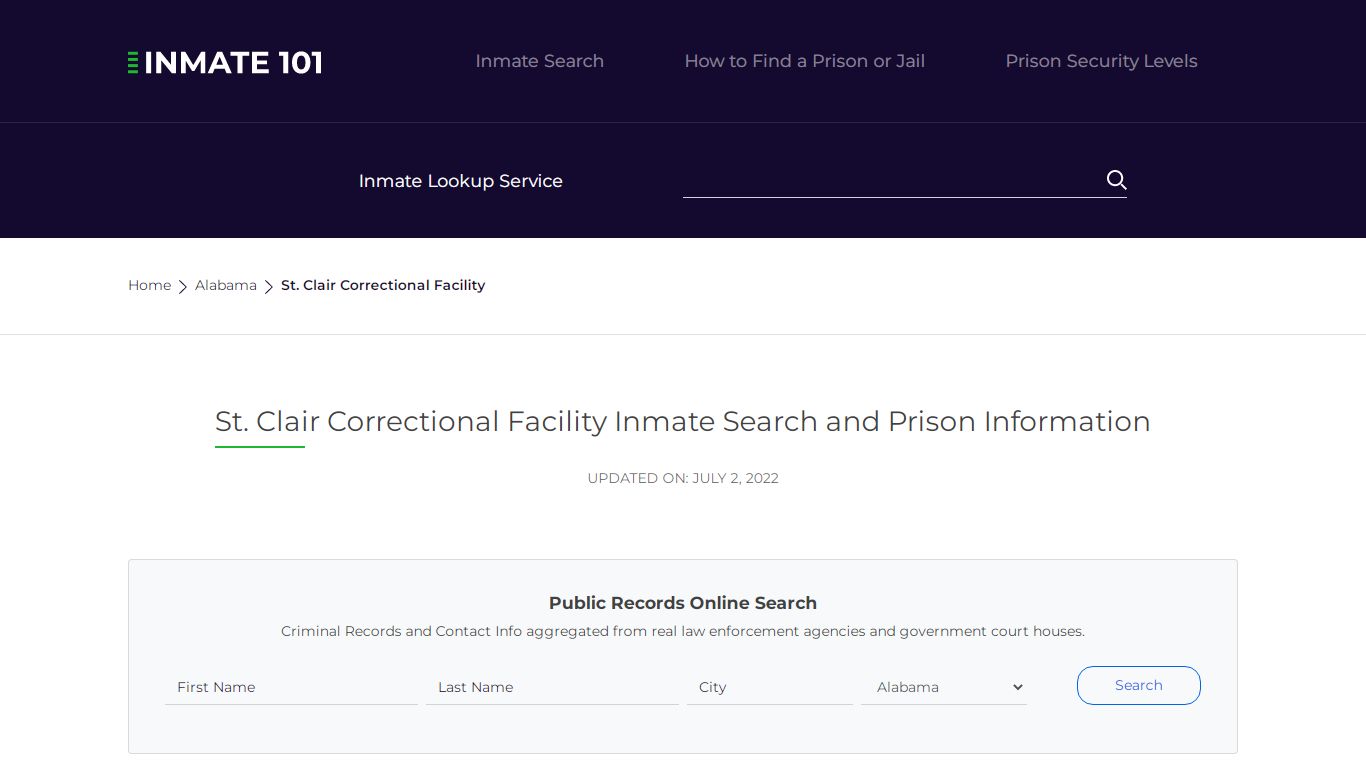 St. Clair Correctional Facility Inmate Search, Visitation ...